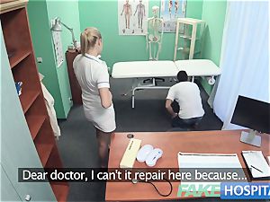 faux clinic Hired handyman ejaculates all over nurses butt