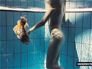 red-hot yam-sized jugged teen Lera swimming in the pool