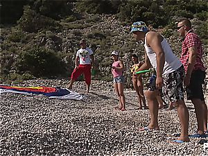 kinky gang sex tournament on the beach part 1